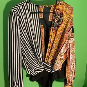 Two patterned work shirt onsie